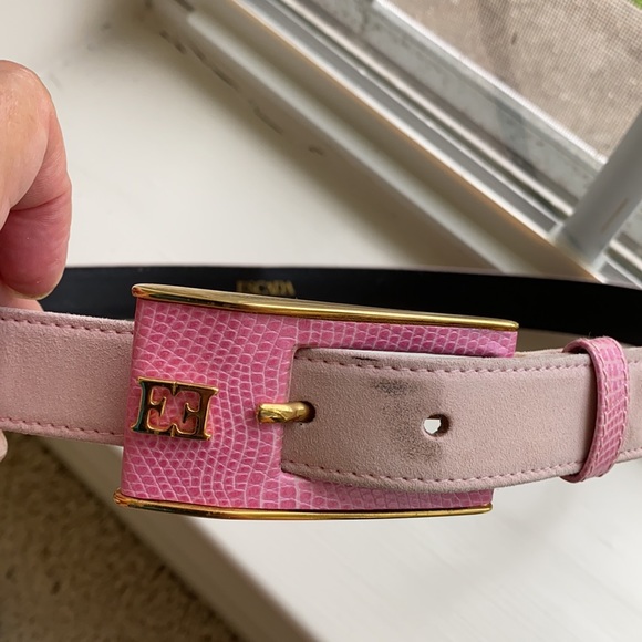 ESCADA pink suede and lizard embossed leather belt - Picture 5 of 7